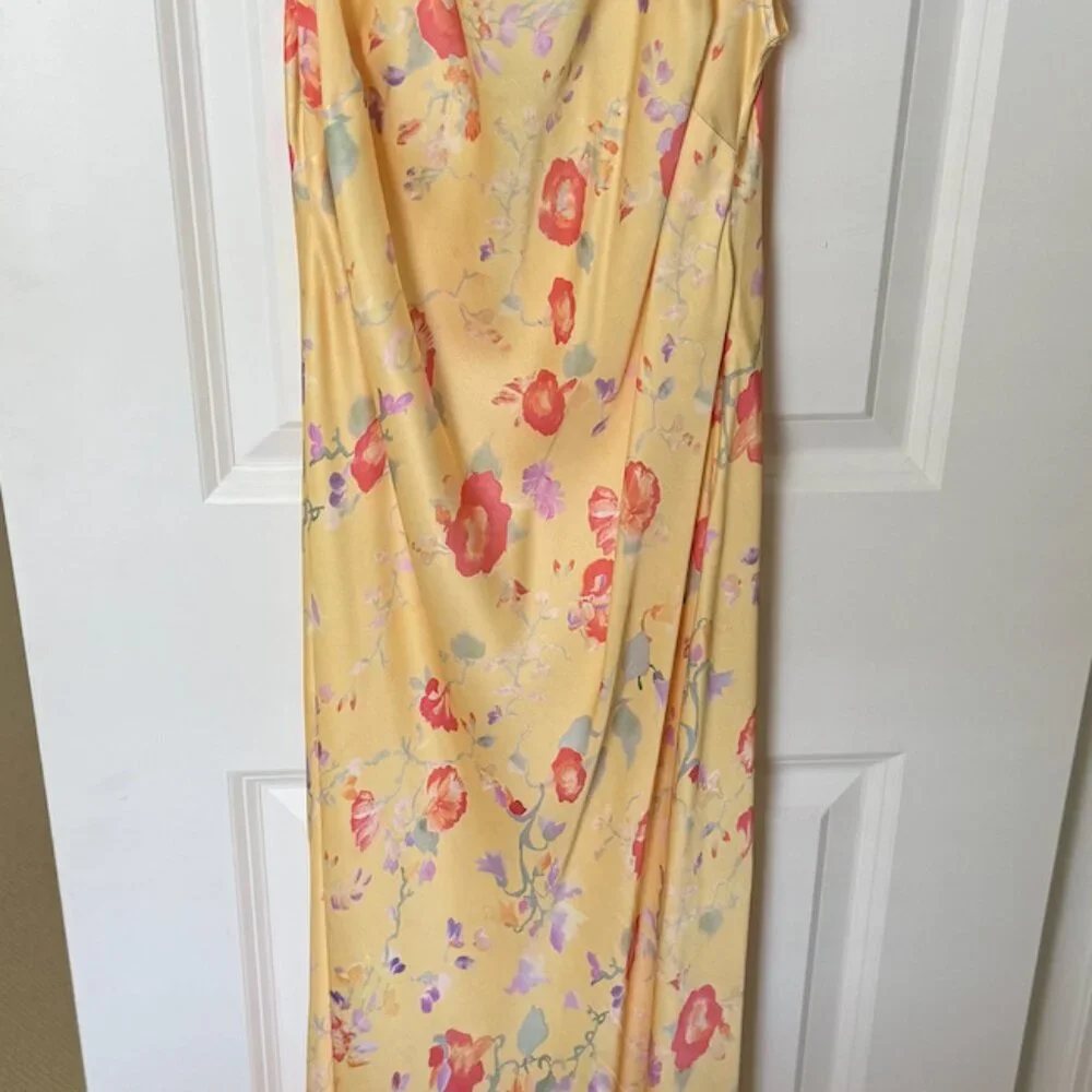 RIXO Yellow Floral Midi Dress with Pink Accents - Picture 5 of 5